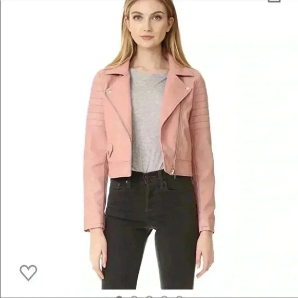 NWT Blank NYC Pink Faux Leather Moto Biker Jacket Zip Up Collared Mauve Sz L - Picture 2 of 16